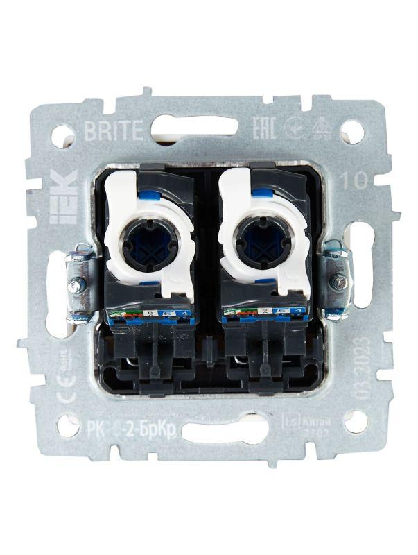 Розетка компьютерная двойн. СП RJ45 кат.5E BRITE РК10-2-БрКр механизм беж. IEK BR-K20-1-K10