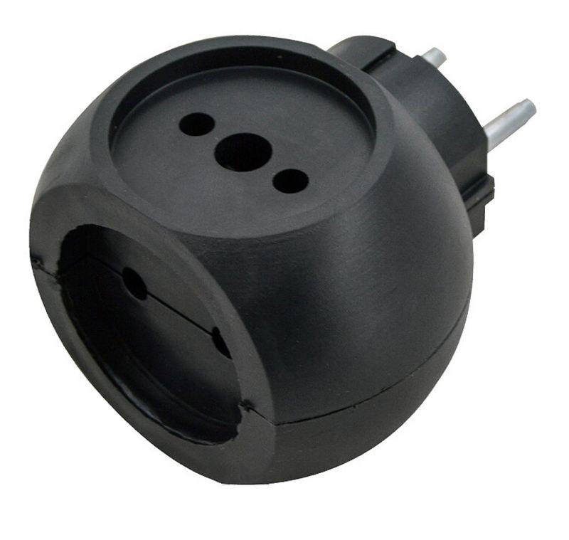 Разветвитель сетевой 10А (тройник) шар РВ-043 10А Si 1/3С-Bl черн. Volsten 13919