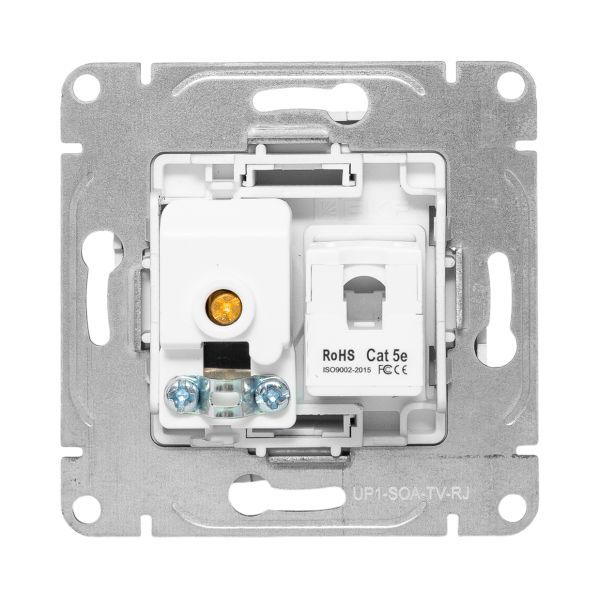 Розетка телевизионная + компьютерная СП Эпика TV + RJ45 кат.5 механизм алюм. EKF UP1-SOA-TV+RJ