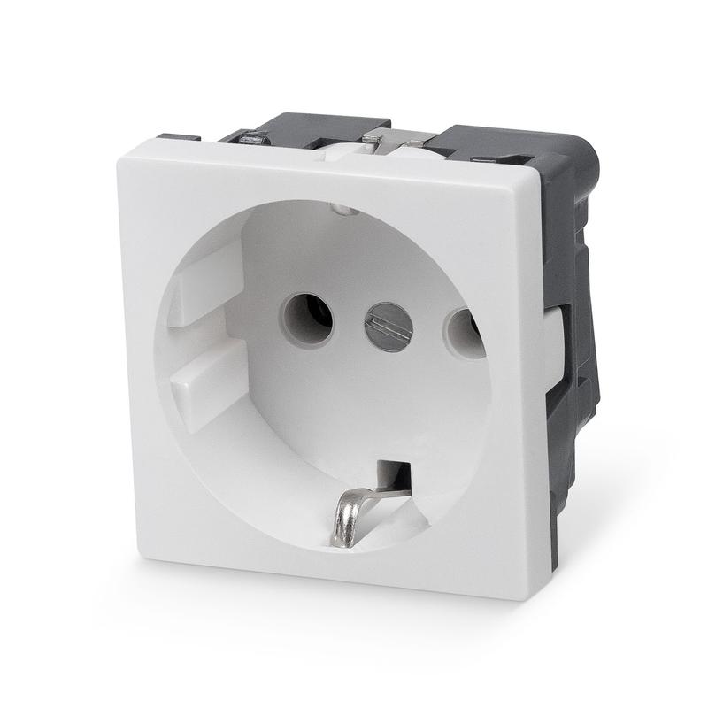 Розетка Mosaic 45х45 ME45-WH 16А 2P+E немецк. стандарт в сборе бел. Cabeus 10103c