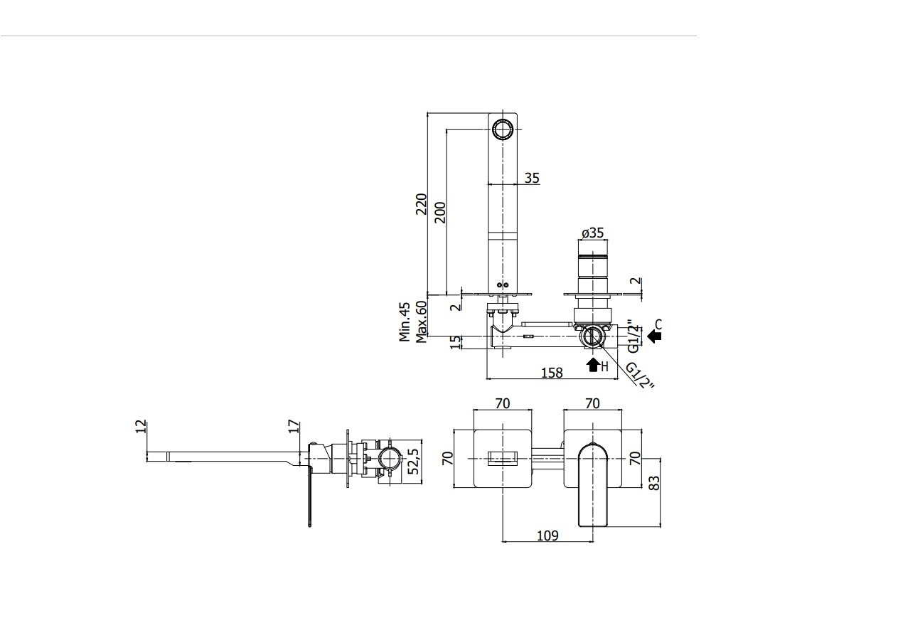 Смеситель для раковины Paffoni TANGO TA105CR70 встраиваемый Хром