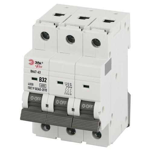 Выключатель автоматический 3п B 32А 6кА ВА47-63 PRO VA63-3P32B6 Эра Б0063102