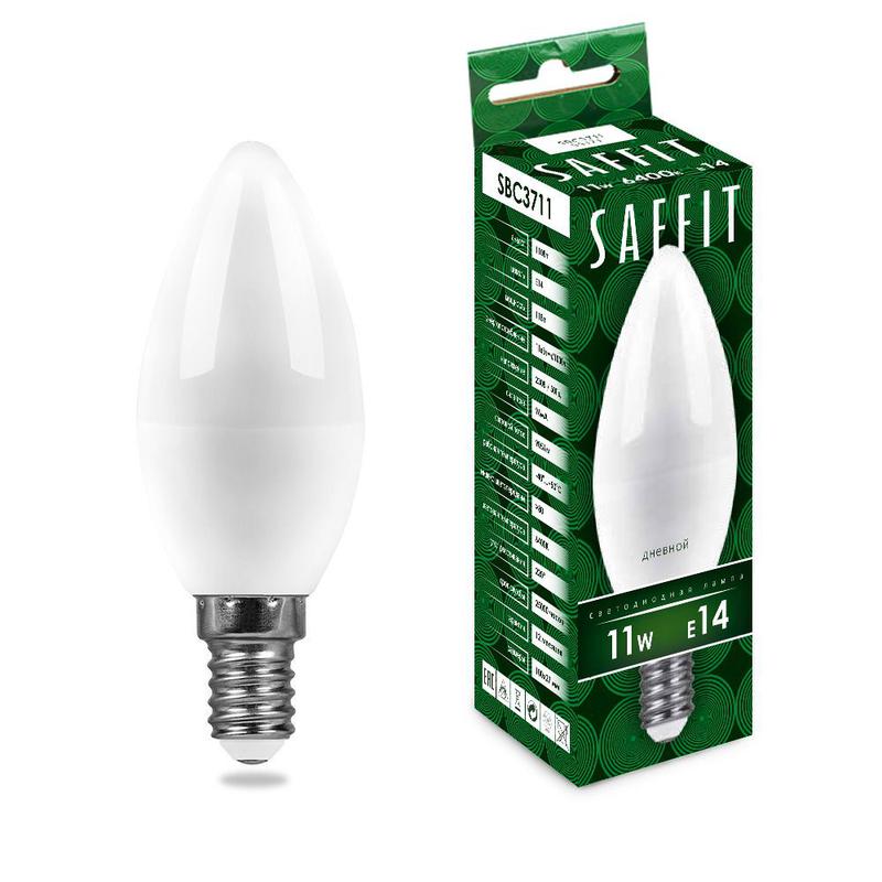 Лампа светодиодная 11Вт 230В E14 6400К C37 SBC3711 SAFFIT 55171