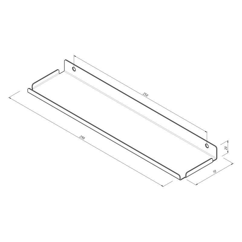 Полка для хранения 290x70мм металлическая настенная черн. Rexant 38-0673