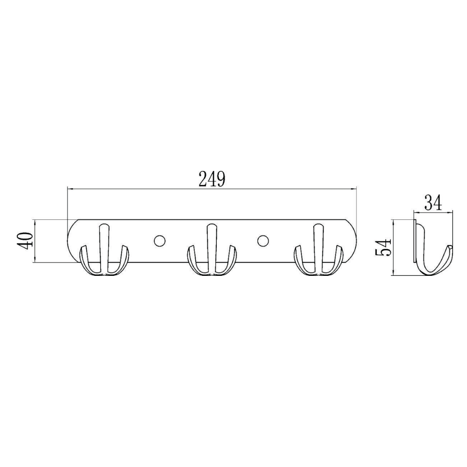 Планка с крючками Savol S-002253, хром