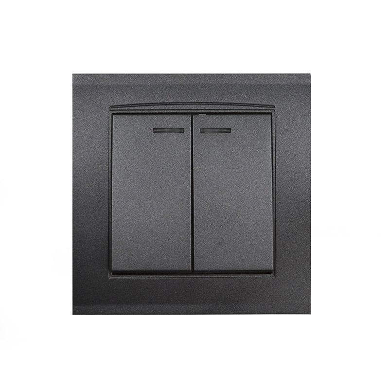 Выключатель 2-кл. СП Бриллиант 10А IP20 с подсветкой в сборе графит Universal 7947410-Gr