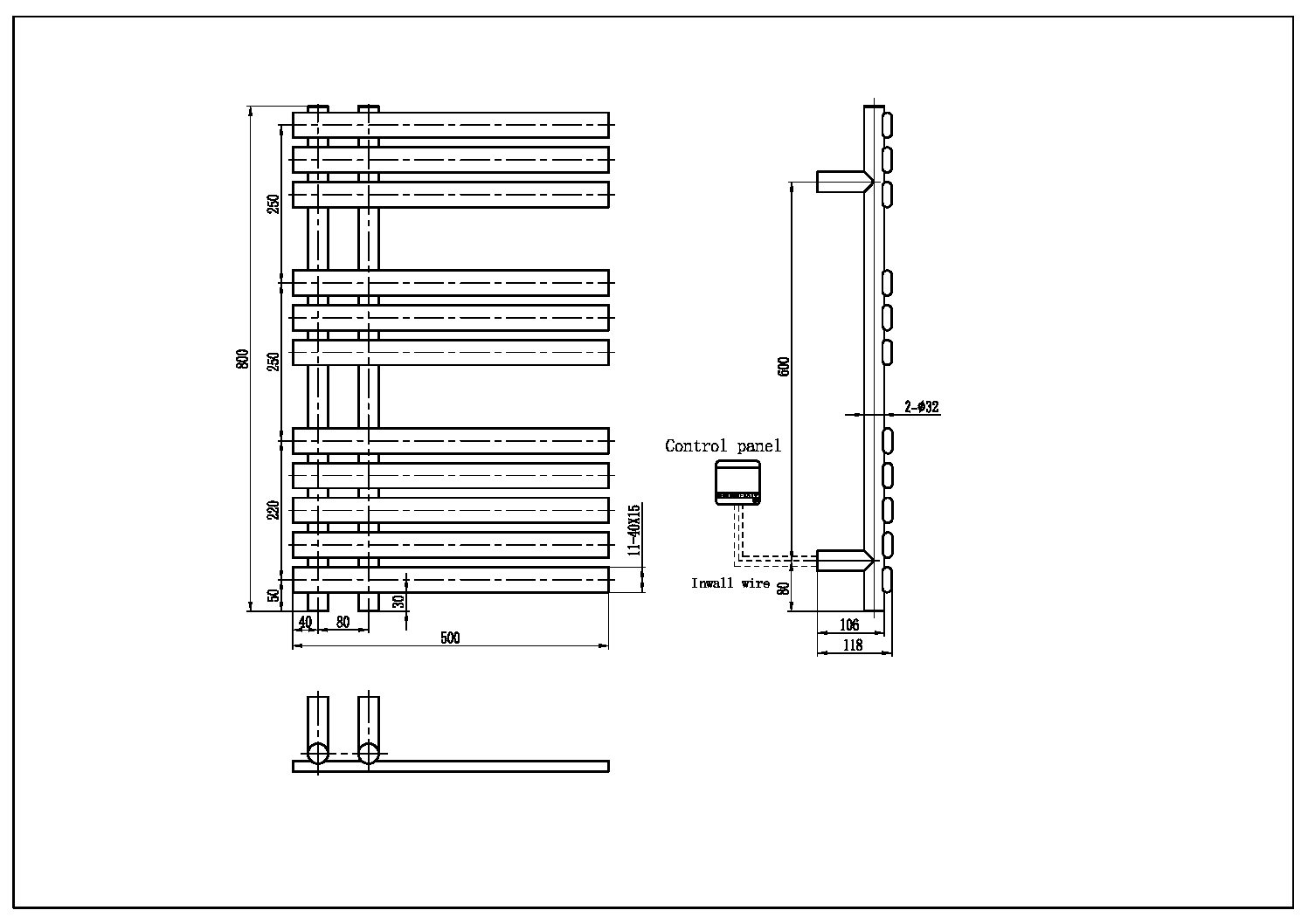 Полотенцесушитель электрический сухой VENTURO NIKEL BRUSH