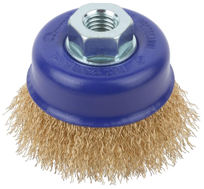 Щетка для УШМ М14 тип "Чашка" латун. витая проволока 0.3мм 75мм блист. Profi Cutop 82-894