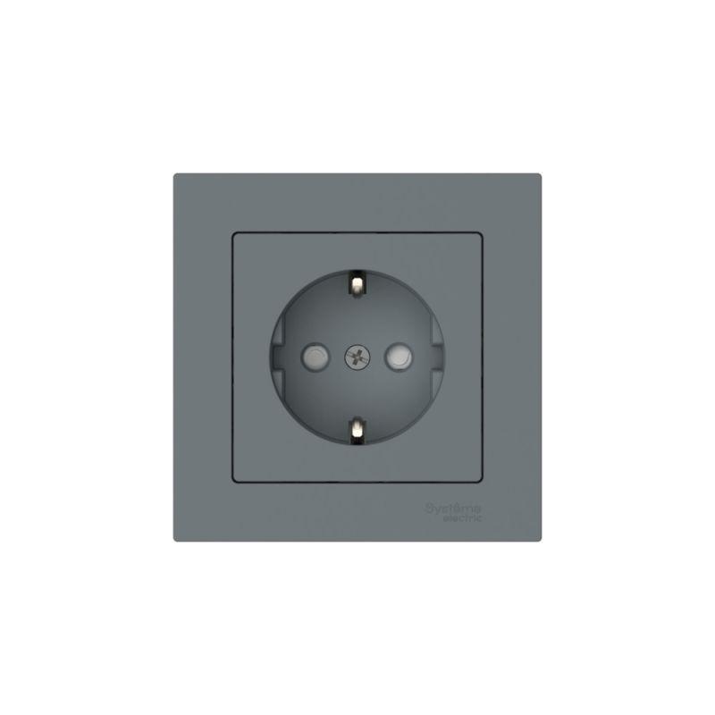Розетка AtlasDesign 16А с заземл. защ. шторки быстрозажим. клем. в сборе грифель SE ATN000744S