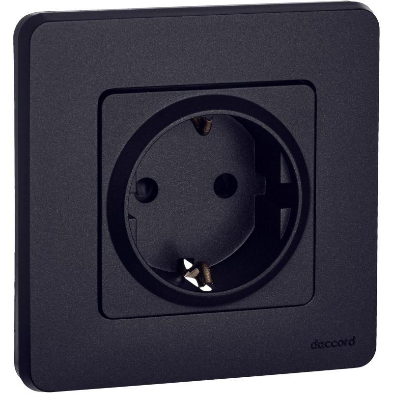Розетка 1-м СП Inspiria 16А IP20 250В 2P+E защ. шторки немецк. стандарт механизм антрацит IEK 673733