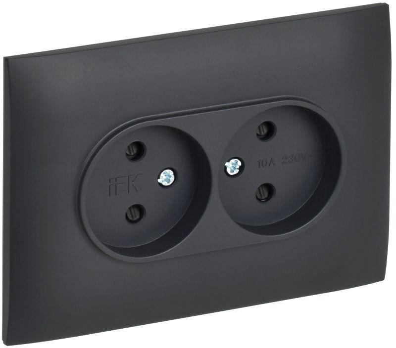 Розетка 2-м SKANDY 10А без заземл. защ. шторки в сборе SK-R09T титан IEK SK-R23-10-K48-F