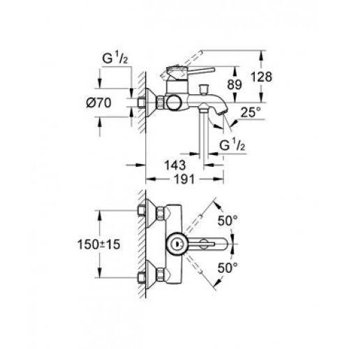 Смеситель Grohe BauClassic 32865000 для ванны