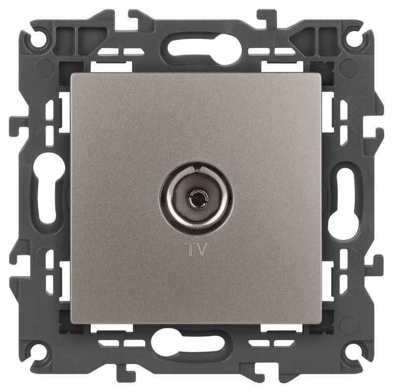 Розетка телевизионная одиночная TV Elegance 14-3101-16 титан Эра Б0065760