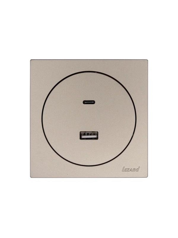 Розетка 1-м СП OSEN TC+ USB разъем механизм титан LEZARD 743-3788-192TC