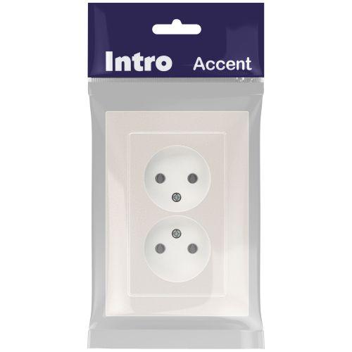 Розетка 2-м СП Accent 6-204-06 16А IP20 250В 2P AL/CU перламутр. Intro Б0063446