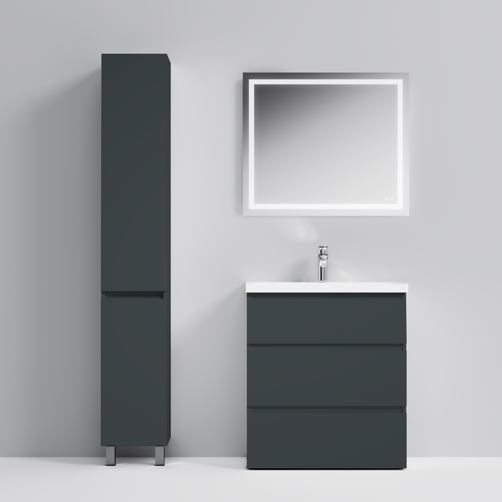 M91FSX0752GM GEM S, База под раковину, напольная, 75 см, 3 ящика, графит матовый