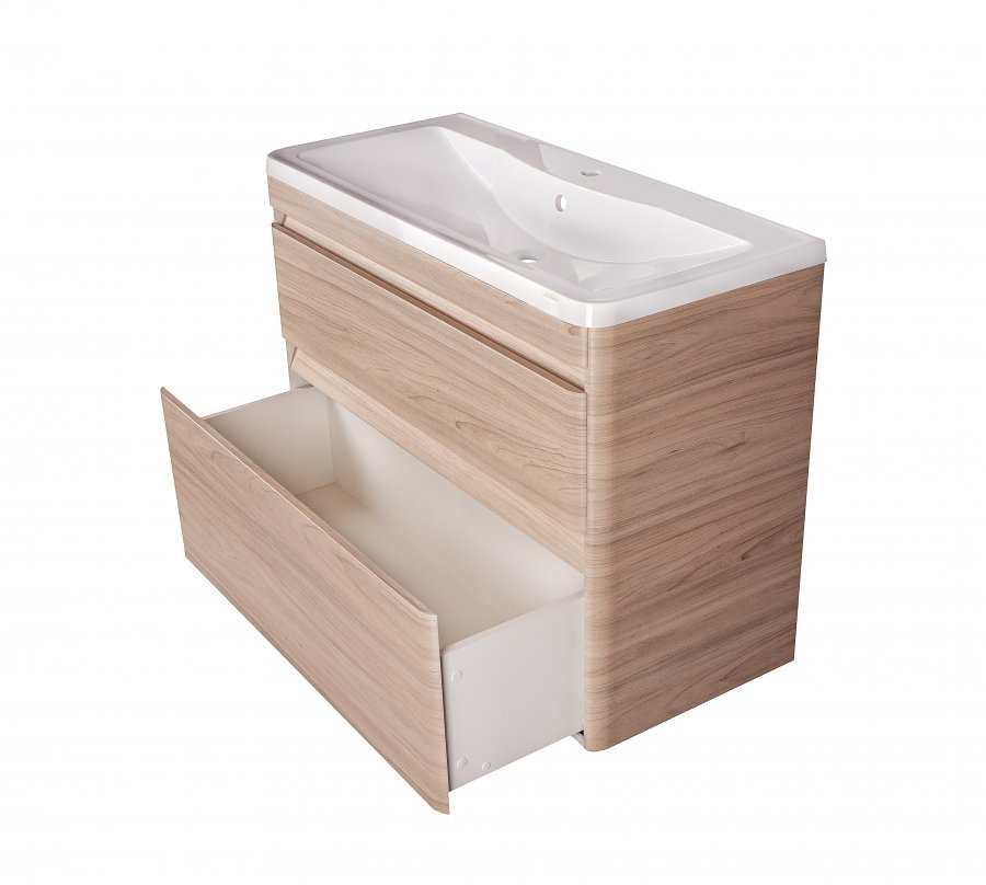 Тумба напольная "Атлантика 80", Люкс ясень перламутр, PLUS