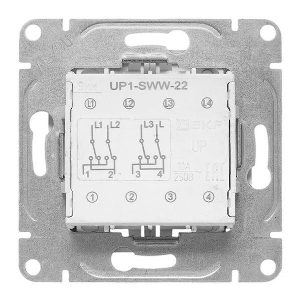 Выключатель перекрестный 2-кл. СП Эпика механизм бел. EKF UP1-SWW-22