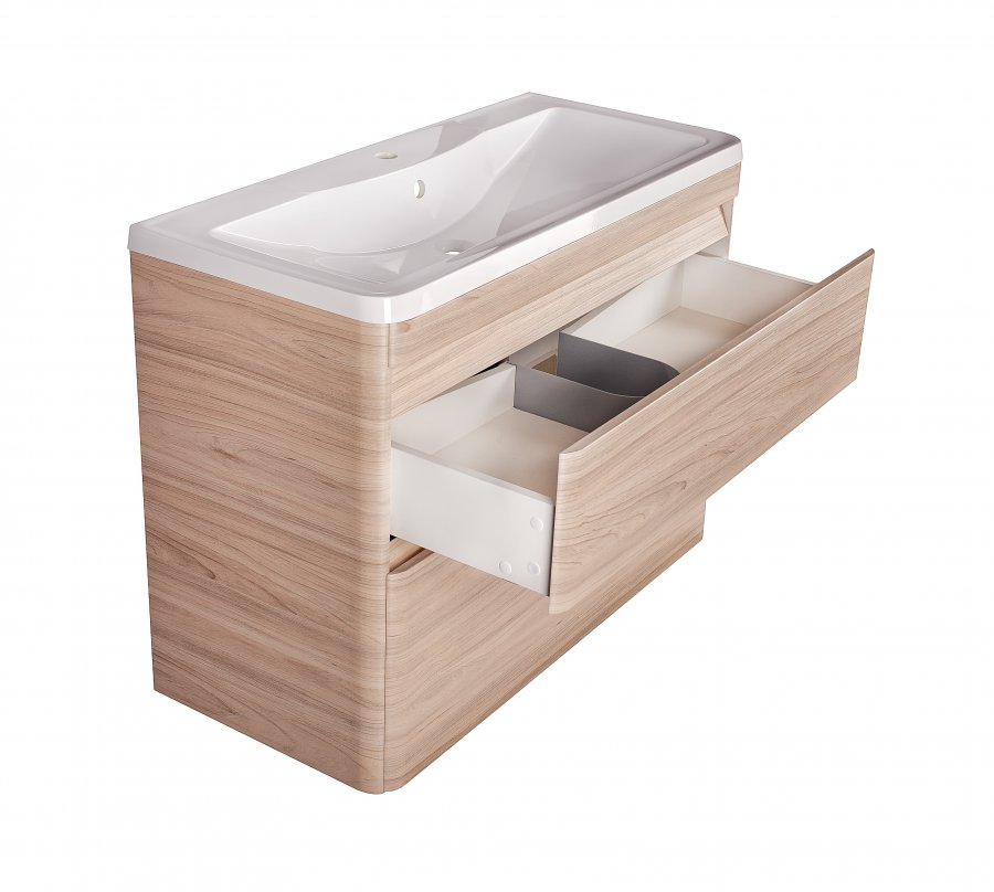 Тумба подвесная "Атлантика 100", Люкс ясень перламутр, PLUS