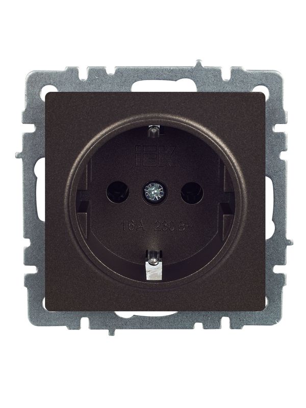 Розетка 1-м СП BRITE РС11-1-0-БрТБ 16А с заземл. без защ. шторки механизм бронза IEK BR-R11-16-K45