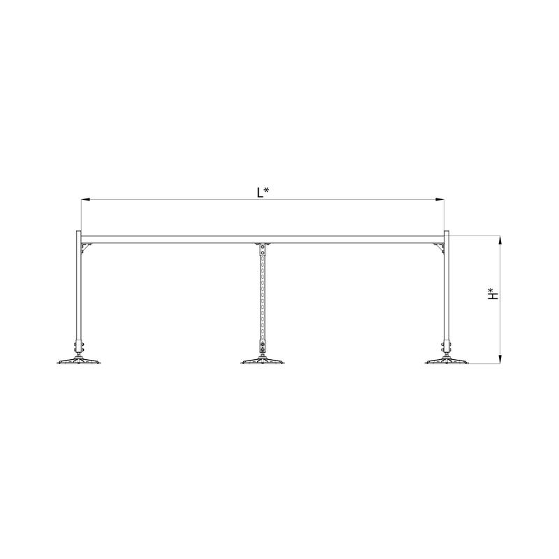 Конструкция опорная для горизонт. прямоугольн. воздуховодов и метал. лотков кабеленесущих систем TECHNORAPTOR FOOT 3000х1000 HD КМ TR0292