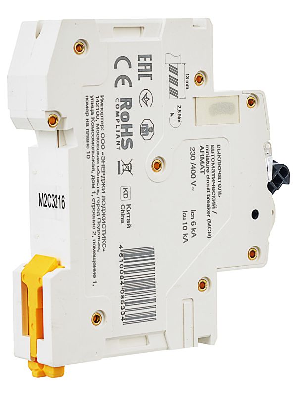 Выключатель автоматический модульный 1п C 32А M06N ARMAT IEK AR-M06N-1-C032