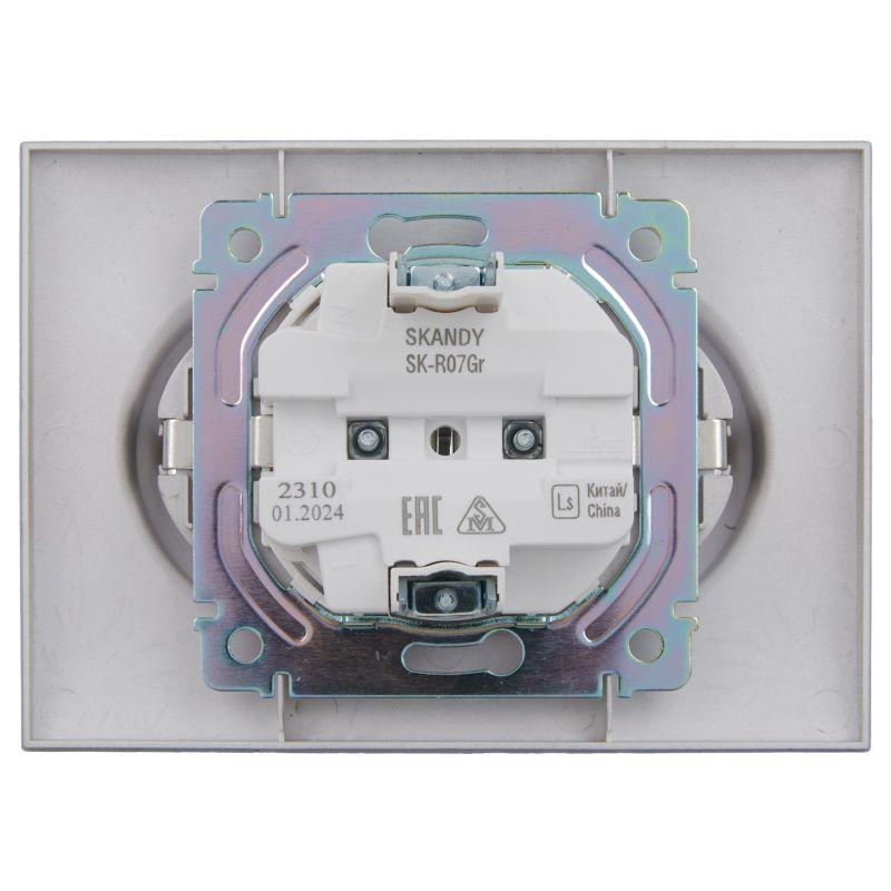 Розетка 2-м SKANDY 16А с заземл. защ. шторки в сборе SK-R07Gr сер. IEK SK-R24-16-K03-F