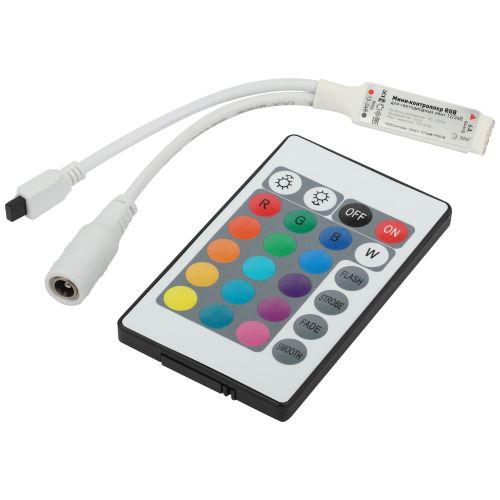 Контроллер мини для светодиодной ленты с ИК пультом RGBController-12/24V-72/144W-IP20-IR ЭРА Б0061110