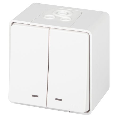 Выключатель 2-кл. ОП Эксперт 11-1505-01 10А IP55 250В 10AX с подсветкой бел. Эра Б0063282