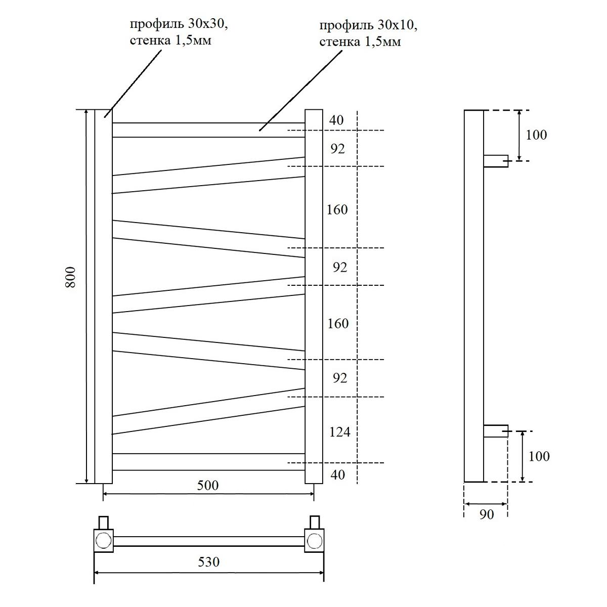 Полотенцесушитель водяной Point Феникс PN15158W П7 500x800, белый