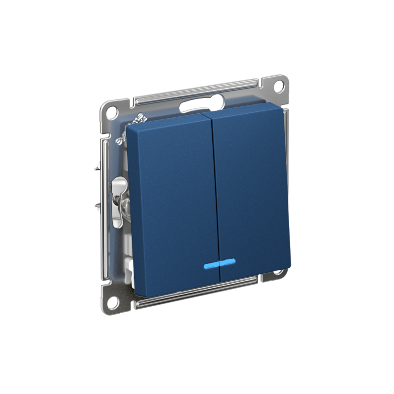 Выключатель 2-кл. AtlasDesign (сх. 5а) 10AX с подсветкой механизм аквамарин SE ATN001153