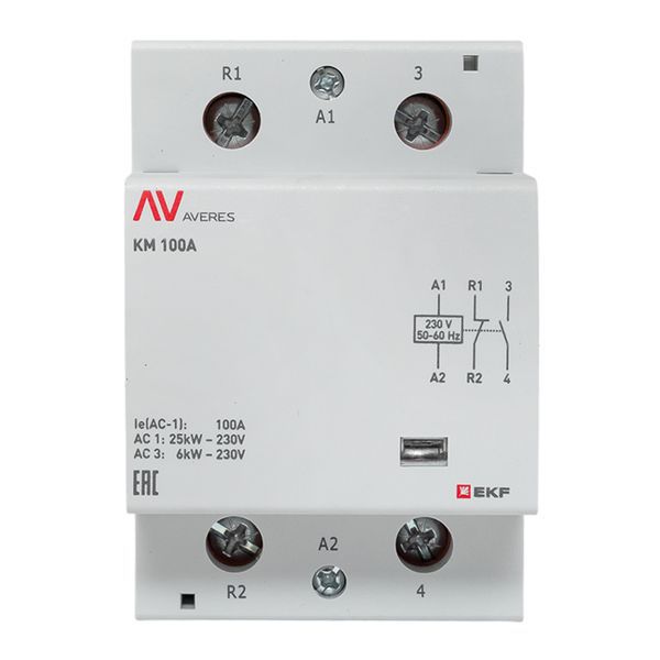 Контактор модульный КМ 100А 1NC+1NO 230В AC (3 мод.) AVERES EKF km-av-3-100-11-230V