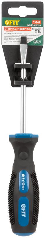 Отвертка "Универсал" CrV сталь прорезиненная ручка профи 6х100мм SL FIT 55144