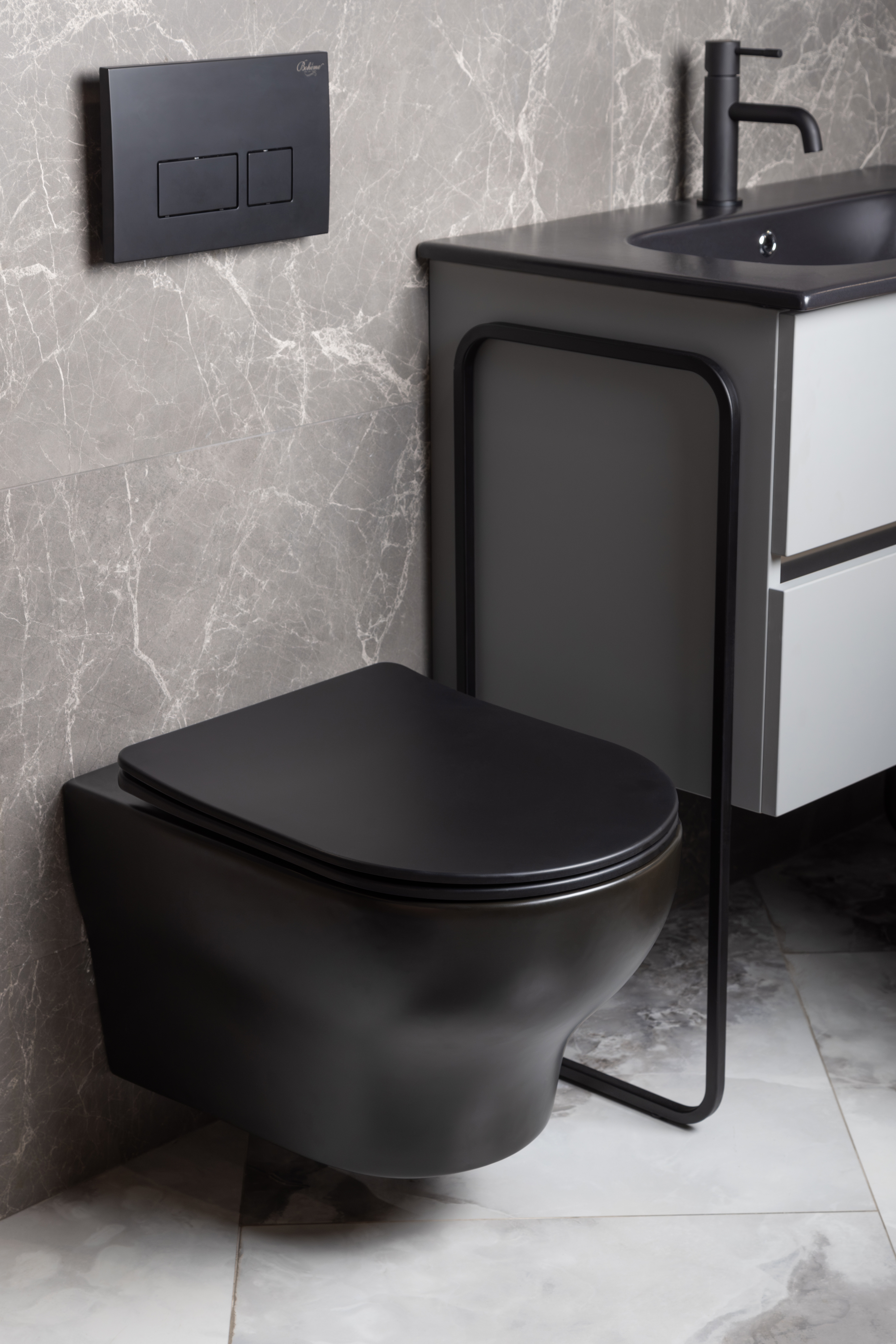 Унитаз подвесной FIORE Белый матовый c крышкой, функция Торнадо