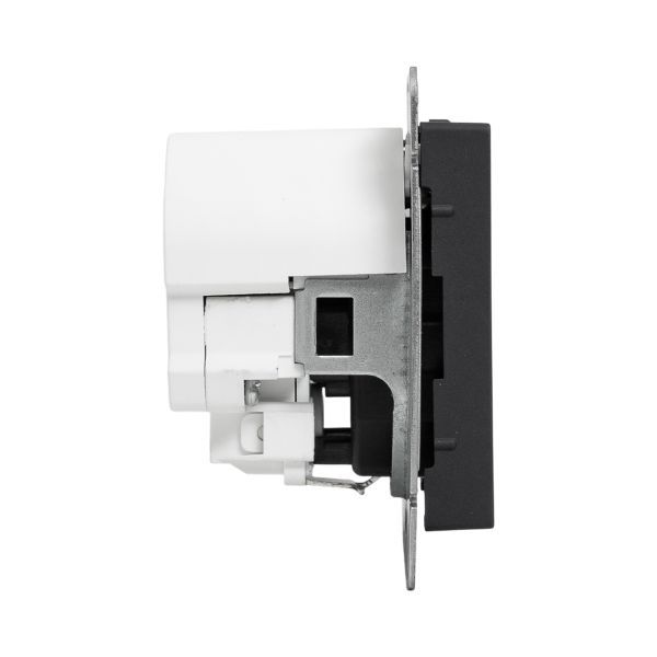 Розетка СП Эпика 16А с 2 USB-A+С с заземл. защ. шторки механизм черн. EKF UP1-SOB-111-USBA+USBC