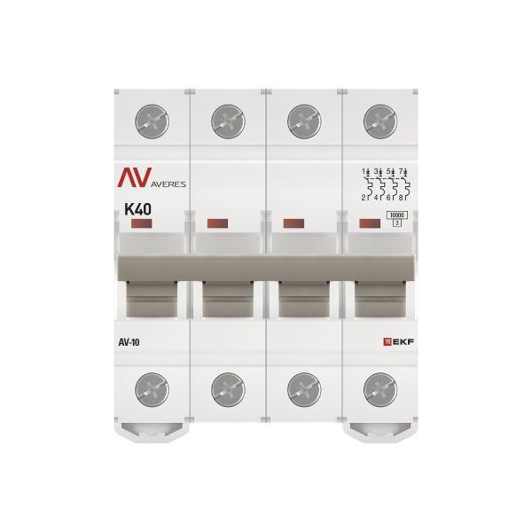 Выключатель автоматический модульный 4п K 40А 10кА AV-10 AVERES EKF mcb10-4-40K-av