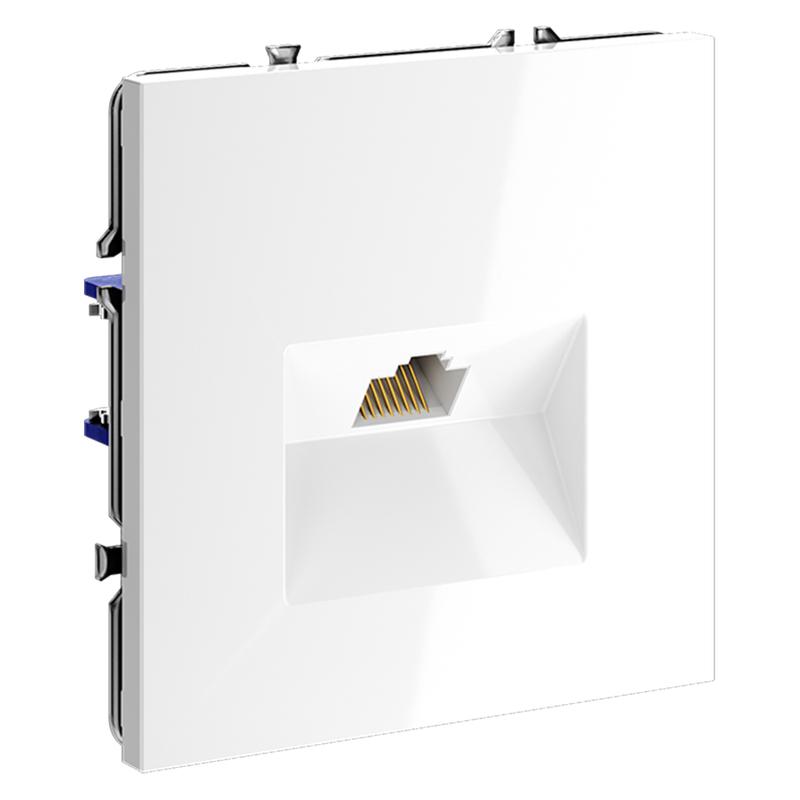 Розетка компьютерная 1-м СП S70 RJ45 кат.6 механизм бел. глянцевый Voltum VLS060101