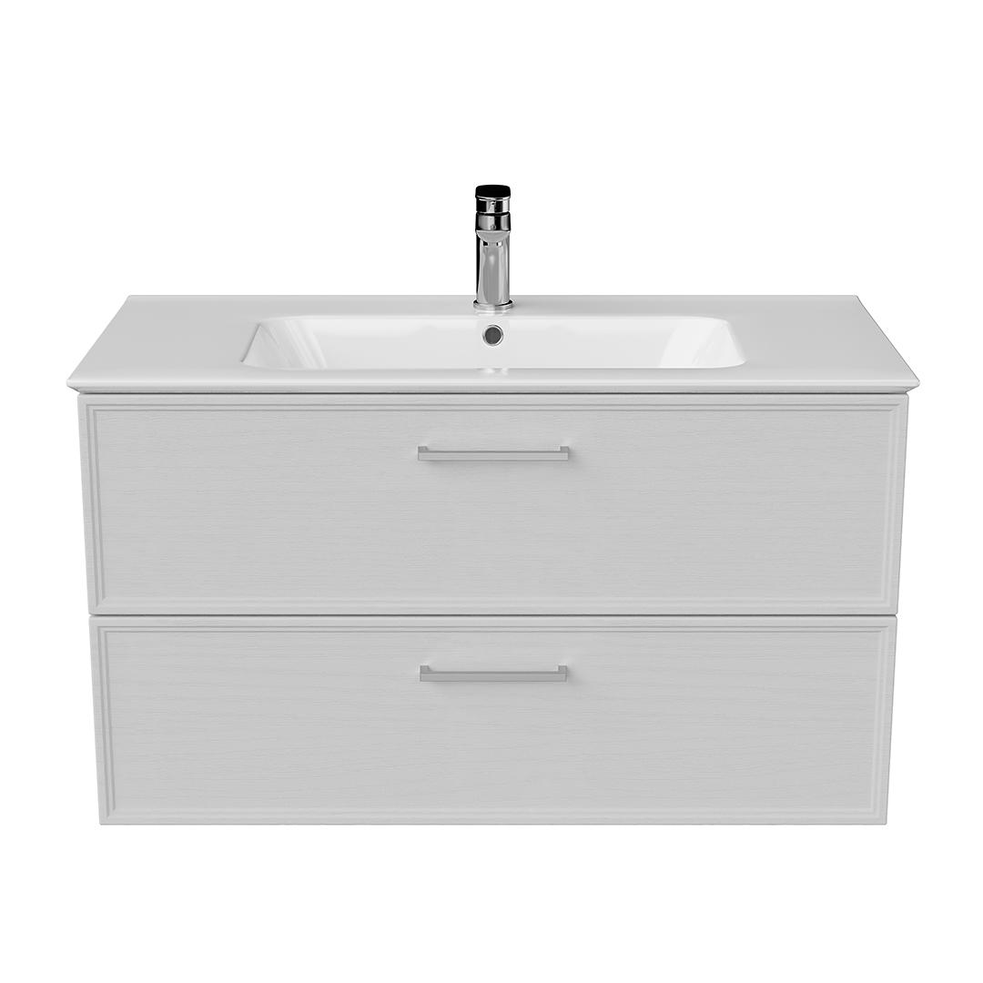 Тумба PIANO Classic подвесная 95 см, 2 ящика, ясень белый матовый