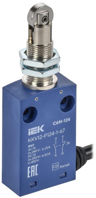 Выключатель концевой C6N-124 IP67 толкатель с нажимным роликом резьбовое крепление IEK KKV12-P124-1-67