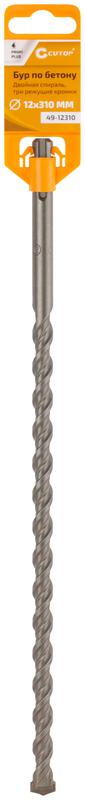 Бур по бетону Profi Plus двойн. спираль три пылеотводящие кромки 12х310мм Cutop 49-12310