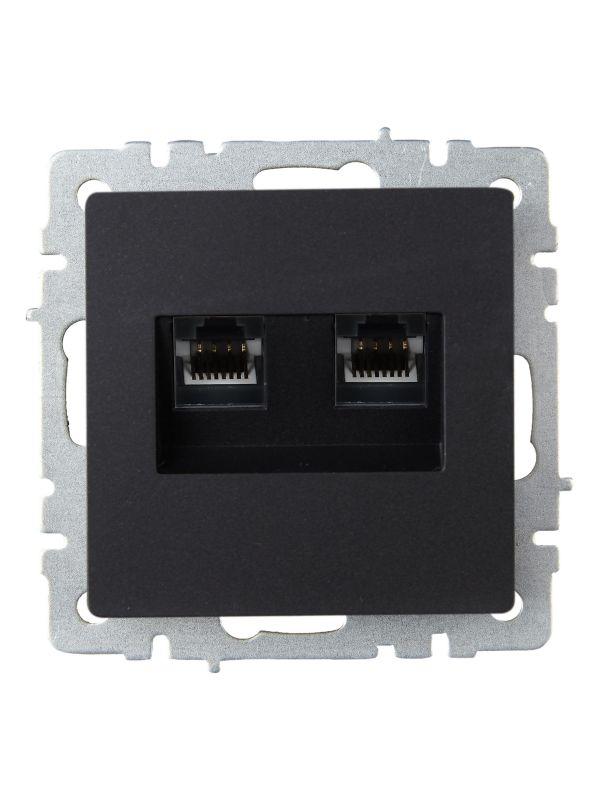Розетка компьютерная двойн. СП RJ45 кат.6 BRITE РК11-2-БрЧ механизм черн. IEK BR-K20-2-K02