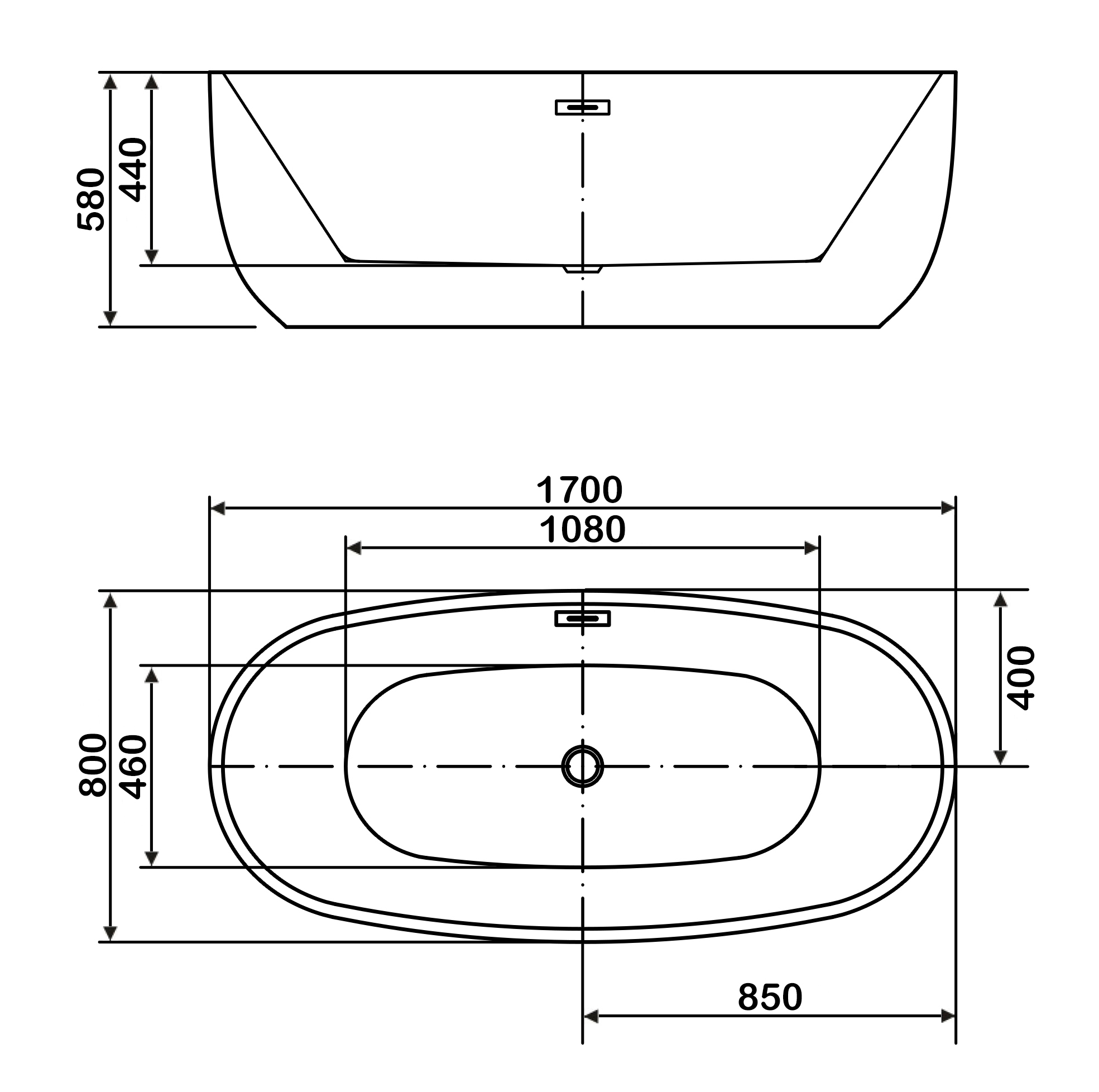 Ванна акриловая отдельностоящая 1700 мм Swedbe Vita 8815