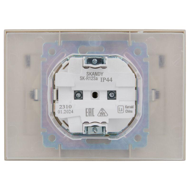 Розетка 2-м SKANDY 16А IP44 с крышкой в сборе SK-R12Sa песочн. IEK SK-R26-16-44-K98-F