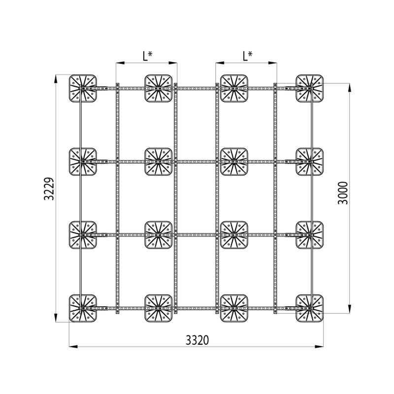 Конструкция опорная для установки оборудования TECHNORAPTOR FOOT 3000х3000 HD КМ TR0263