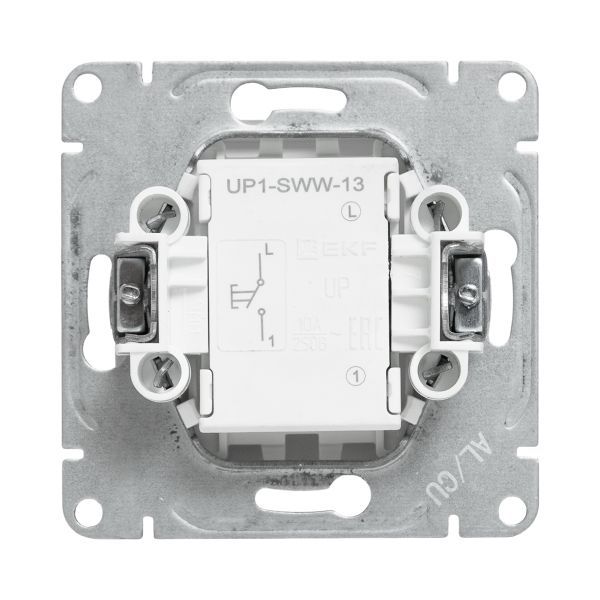 Выключатель кнопочный 1-кл. СП Эпика механизм бел. EKF UP1-SWW-13