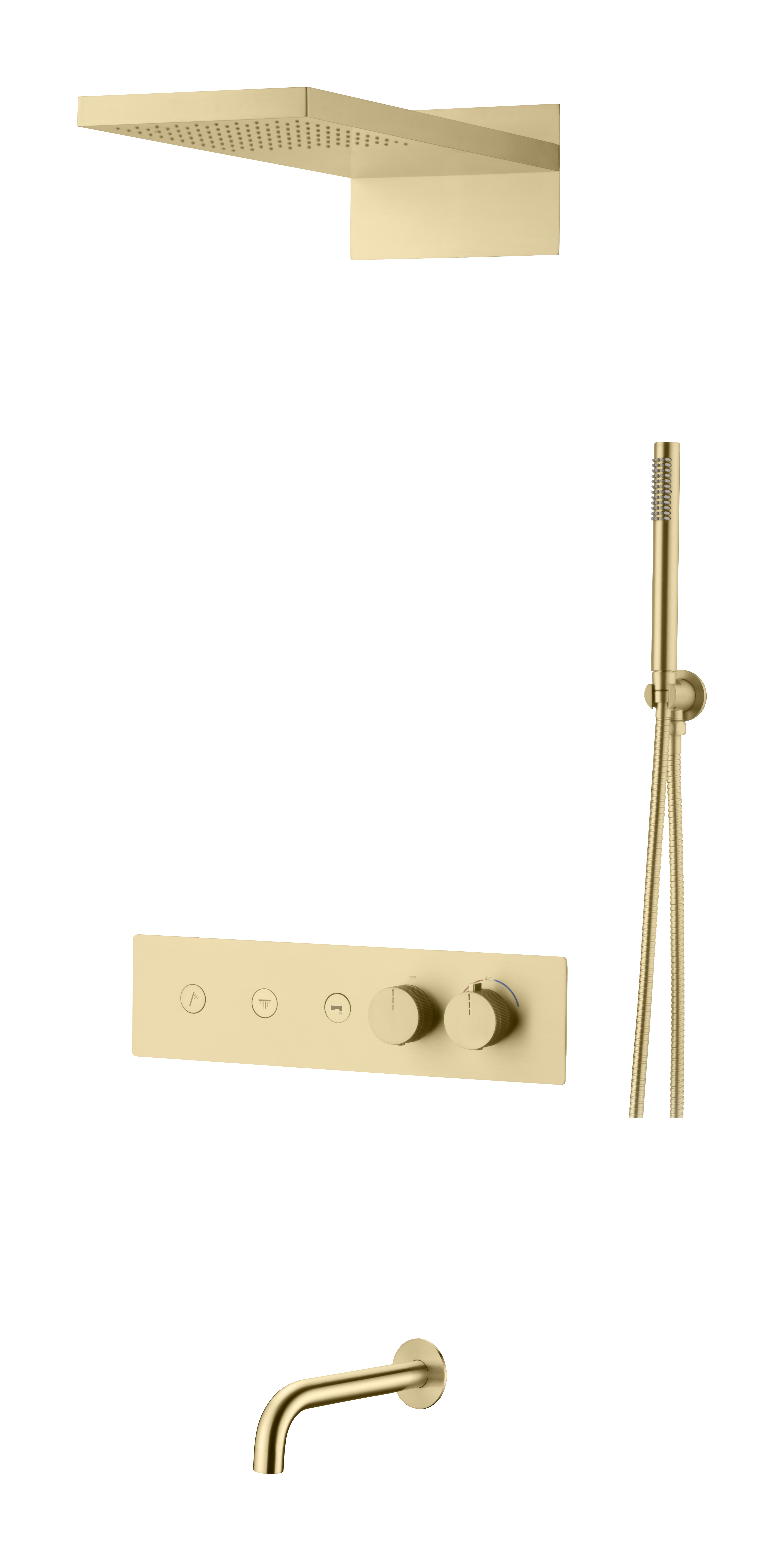 Встроенная душевая система FUSION с термостатом, трехпозиционная MATT GOLD