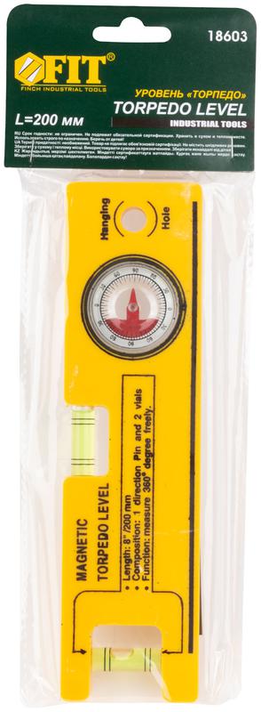Уровень "мини" пластик. с угломером 200мм FIT 18603