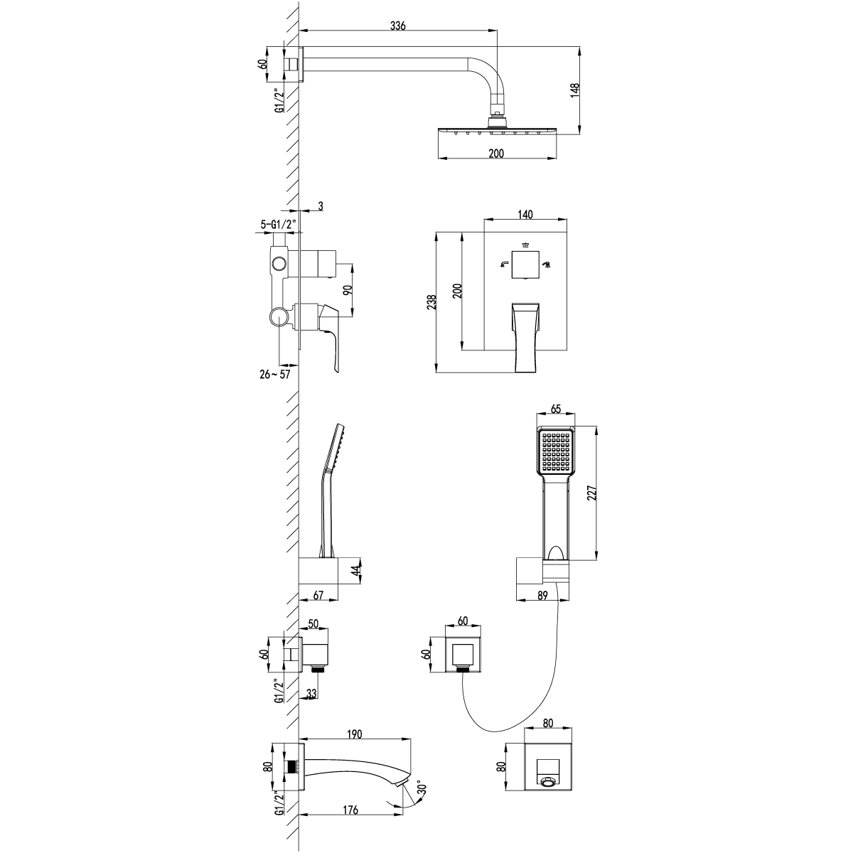 Душевая программа для ванны Lemark Unit (LM4522C)