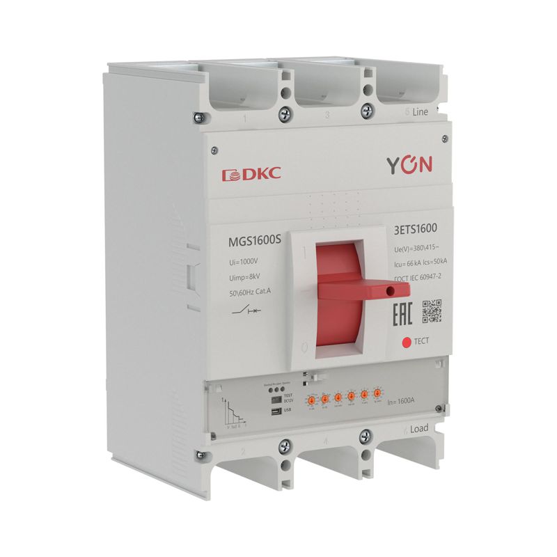 Выключатель автоматический в литом корпусе MGS1600S 3P 640-1600А 66кА с электронным расцепителем ETS YON MGS1600S-3ETS1600