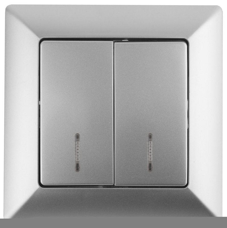 Выключатель 2-кл. СП Solo 4-105-03 10А 250В IP20 с подсветкой Solo алюм. Intro Б0053595